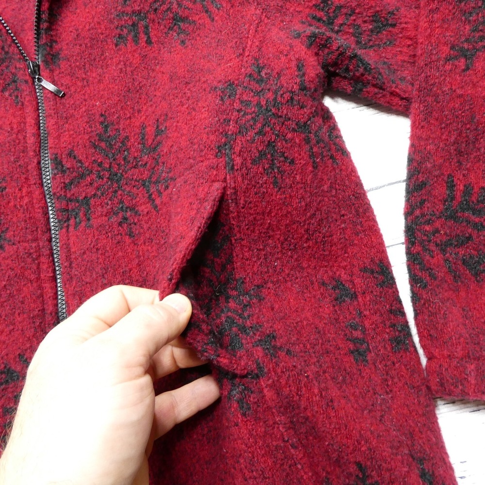 Bear Ridge Outfitters Womens Red Snowflake Wool Blend Full Zip Fleece Jacket M - Picture 4 of 8